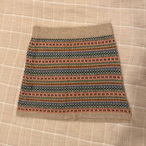 Wallace Fair Isle Knit Mini Skirt – Tan Multicolor – XS